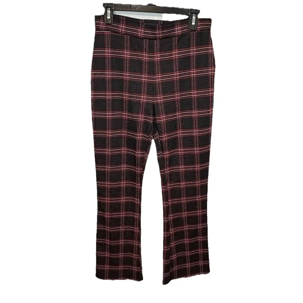 No Boundaries Size L Plaid Flare Leg Pull On Pants Legging Check Grunge Academia - Picture 8 of 8
